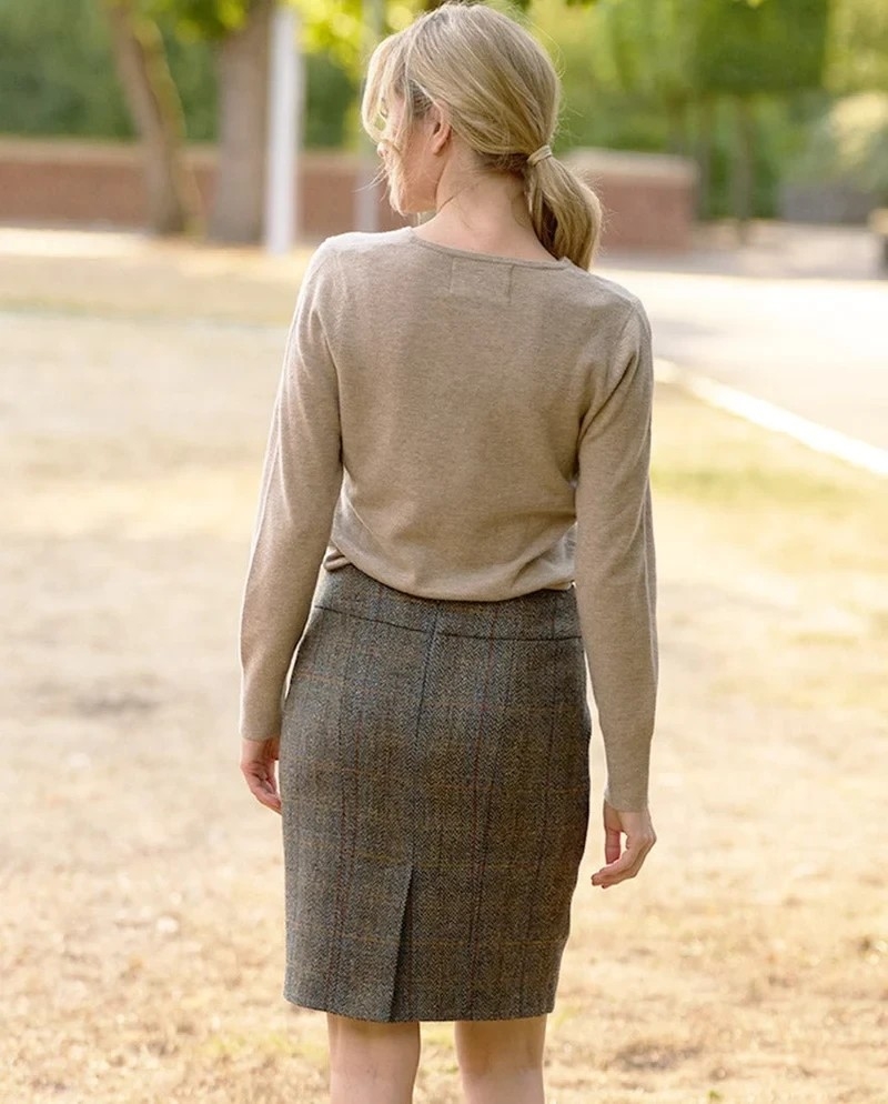 Wellington of Bilmore Pencil skirt green blue herringbone
