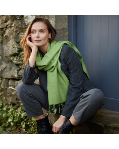John Hanly Merino Luxury wool scarf avocado green
