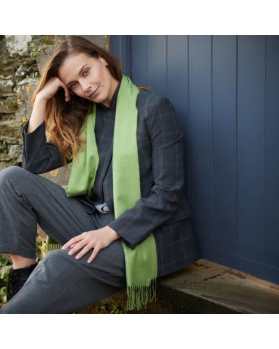 John Hanly Merino Luxury wool scarf avocado green