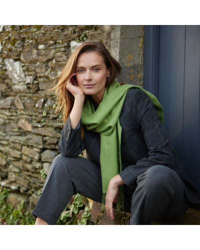 John Hanly Merino Luxury wool scarf avocado green