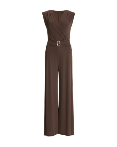 Swing Jumpsuit with gold buckle chocolate brown