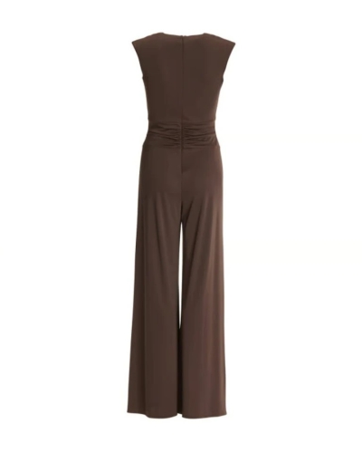 Swing Jumpsuit with gold buckle chocolate brown