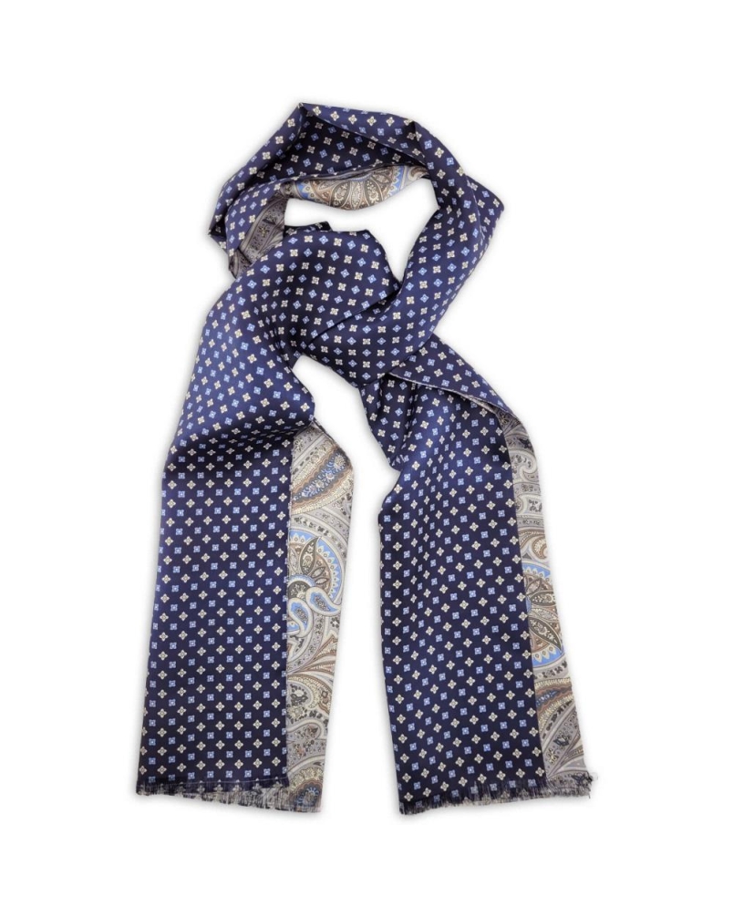 Sir Redman Herensjaal Sergio grijs/lichtblauw/taupe/wit