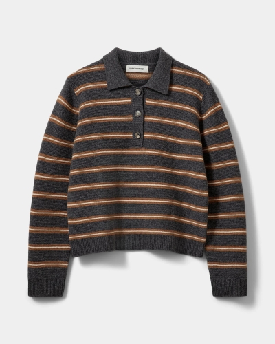Sofie Schnoor Storma striped knit polo dark grey melange