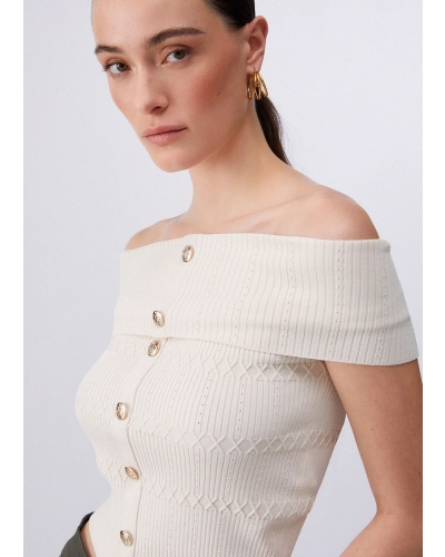 Liu Jo Knitted bardot-neck top cappuccino light cappuccino light