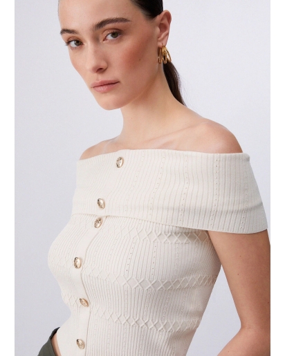 LIU.JO Liu Jo Knitted bardot-neck top cappuccino light