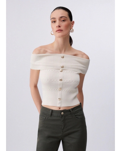 Liu Jo Knitted bardot-neck top cappuccino light cappuccino light