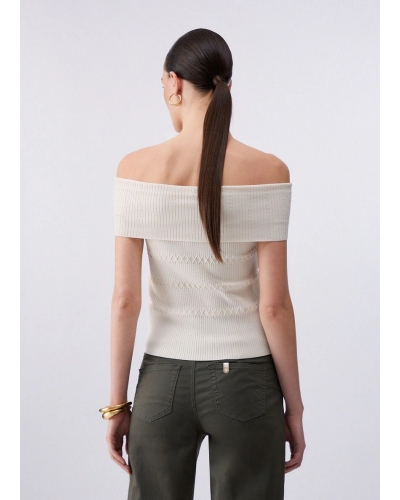 Liu Jo Knitted bardot-neck top cappuccino light cappuccino light