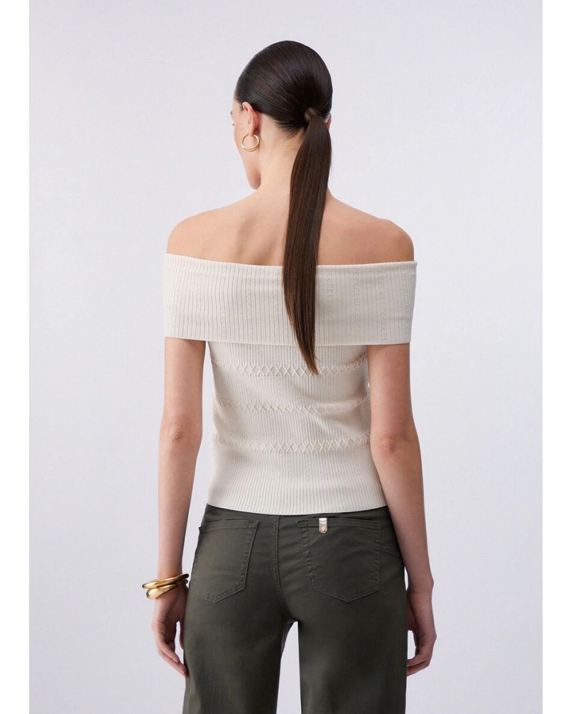 Liu Jo Knitted bardot-neck top cappuccino light cappuccino light
