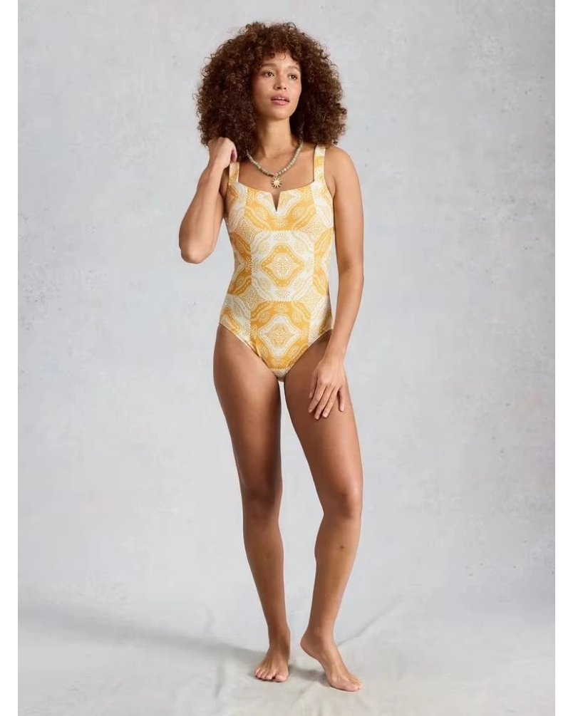 White Stuff Gabrielle printed swimsuit yellow print
