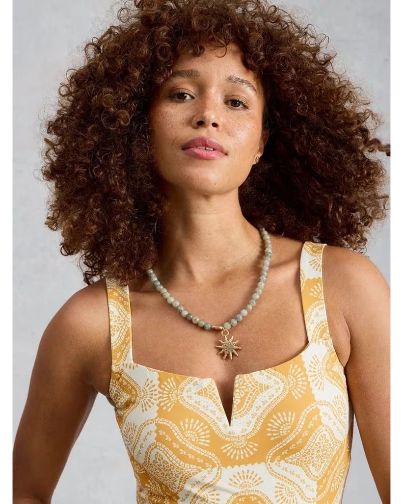 White Stuff Gabrielle printed swimsuit yellow print