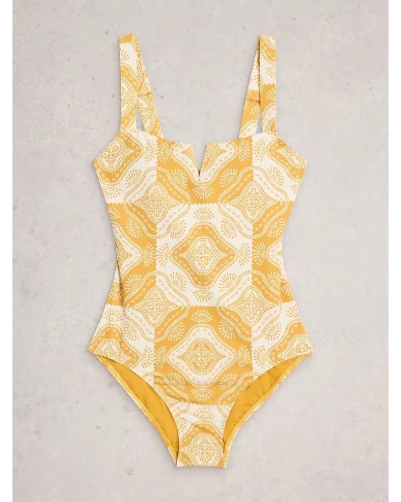White Stuff Gabrielle printed swimsuit yellow print