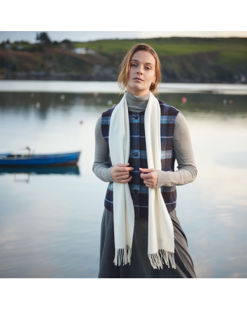John Hanly Merino Luxury wool scarf chalk