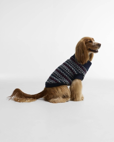 Barbour Marlow Fair Isle dog jumper navy festive