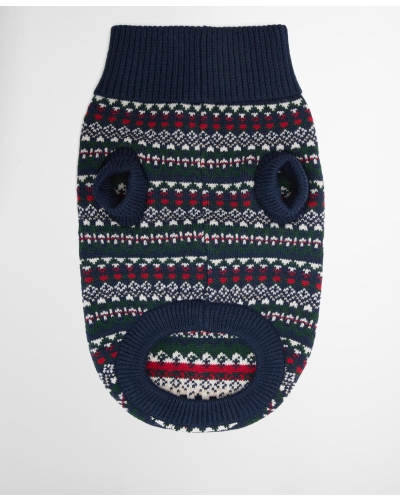Barbour Marlow Fair Isle dog jumper navy festive