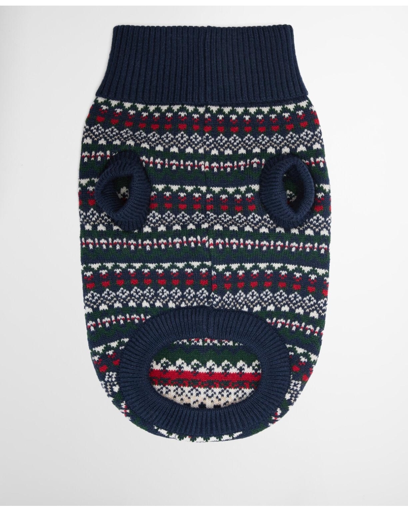Barbour Marlow Fair Isle dog jumper navy festive