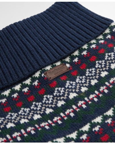 Barbour Marlow Fair Isle dog jumper navy festive