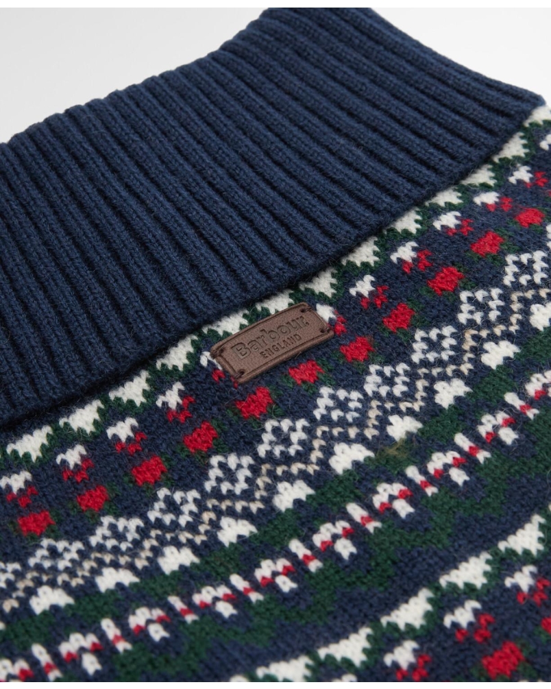 Barbour Marlow Fair Isle dog jumper navy festive