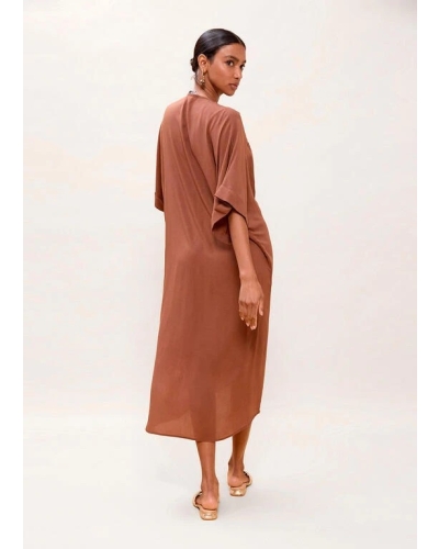 Lola Casademunt Knotted linen midi dress brown
