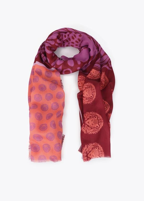 Lola Casademunt Tiger medallion scarf orange/pink
