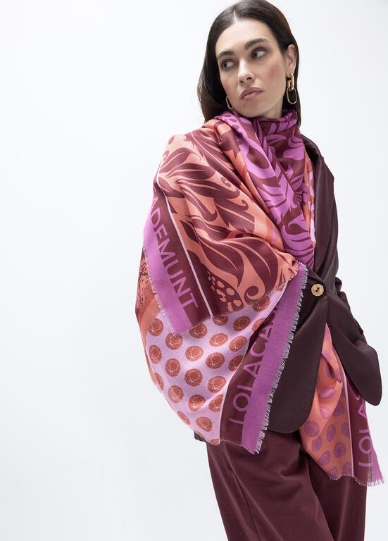 Lola Casademunt Tiger medallion scarf orange/pink