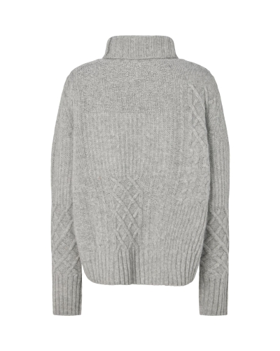 Rabens Saloner Anli - Patchwork knit sweater light grey melange