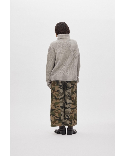 Rabens Saloner Anli - Patchwork knit sweater light grey melange