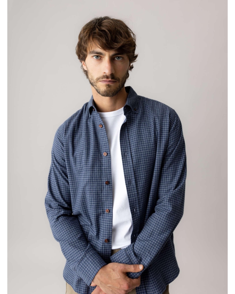 Mos Mosh Gallery Marco flannel shirt navy check