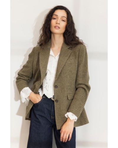 Camilla Pihl Brook Houndstooth blazer green houndstooth