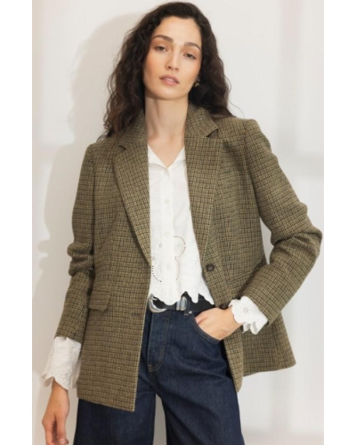 Camilla Pihl Brook Houndstooth blazer green houndstooth
