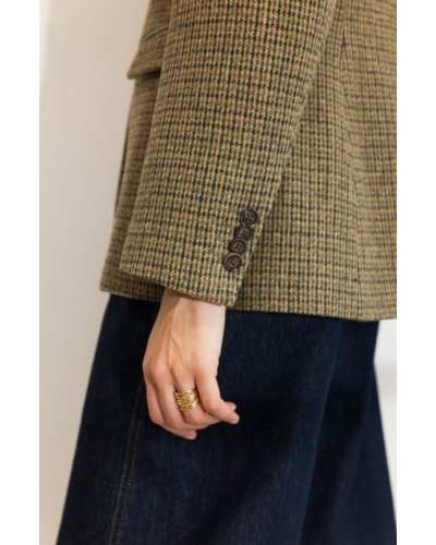 Camilla Pihl Brook Houndstooth blazer green houndstooth