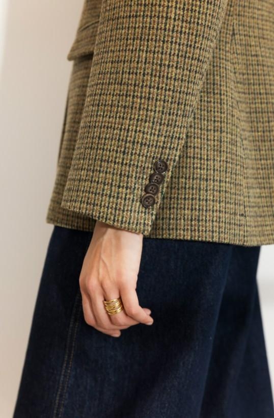Camilla Pihl Brook Houndstooth blazer green houndstooth