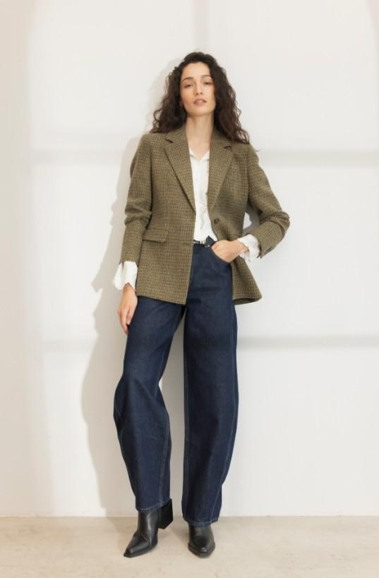 Camilla Pihl Brook Houndstooth blazer green houndstooth