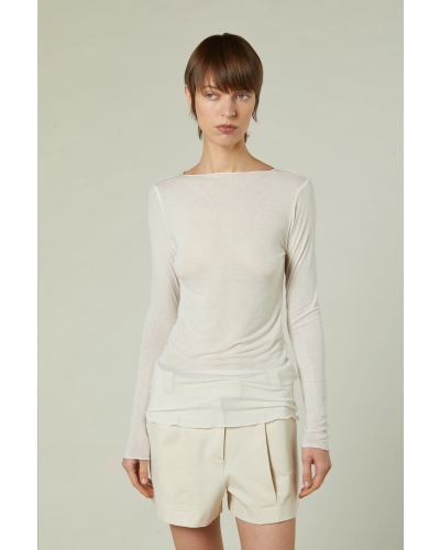Daniele Fiesoli Cashmere Boatneck Top Slimfit off white