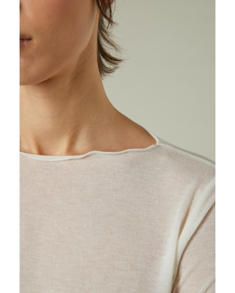 Daniele Fiesoli Cashmere Boatneck Top Slimfit off white