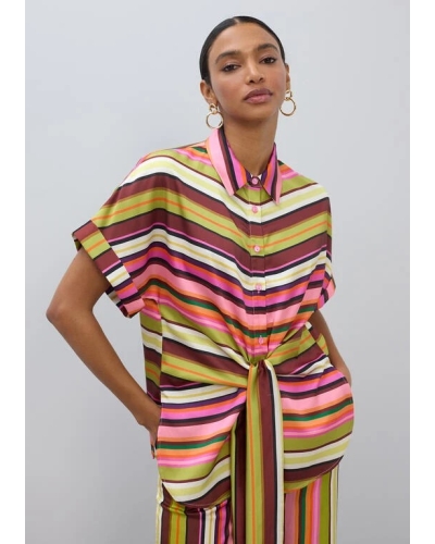 Lola Casademunt Striped belted blouse ecru/multicolor