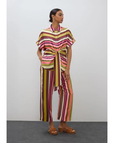 Lola Casademunt Striped belted blouse ecru/multicolor