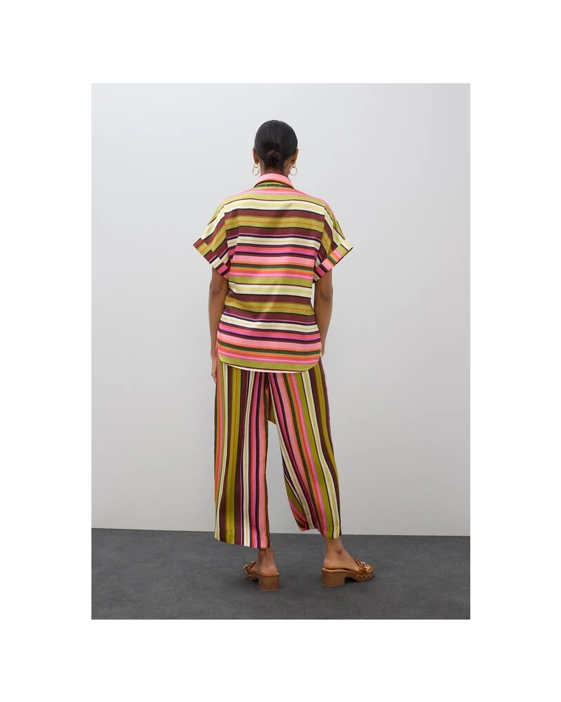 Lola Casademunt Striped belted blouse ecru/multicolor