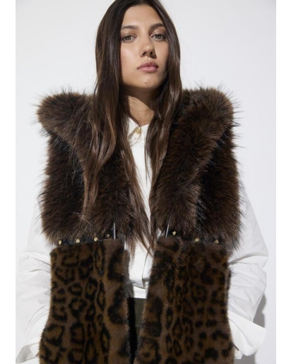 LOLA CASADEMUNT Lola Casademunt Faux fur midi vest with animal print