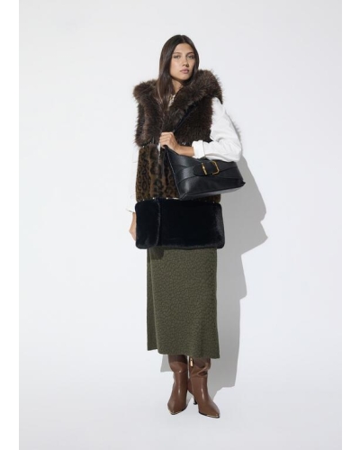 Lola Casademunt Faux fur midi vest with animal print marron/multicolor