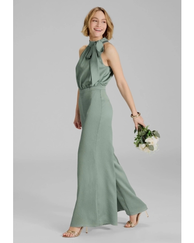 Swing Jumpsuit with satin tie pistachio green
