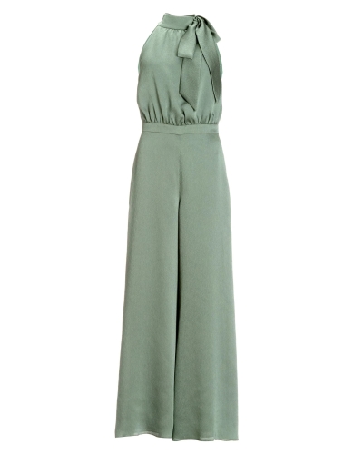 Swing Jumpsuit with satin tie pistachio green