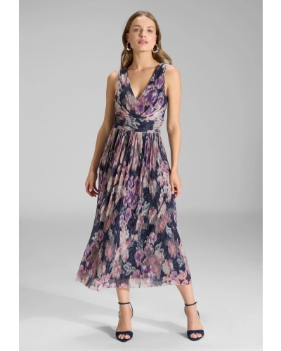 Swing Cocktail dress v-neck vintage pink matcha green/vintage pink