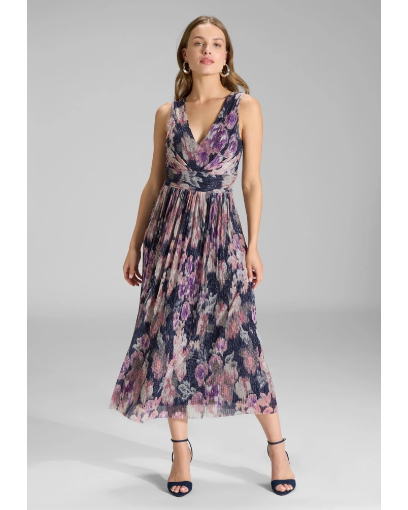 Swing Cocktail dress v-neck vintage pink matcha green/vintage pink