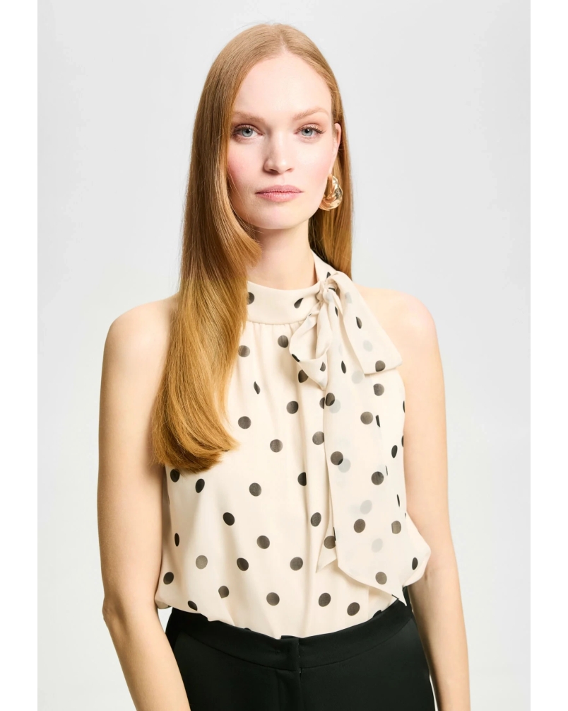 Swing Tie-top with polka dots champagne beige/black