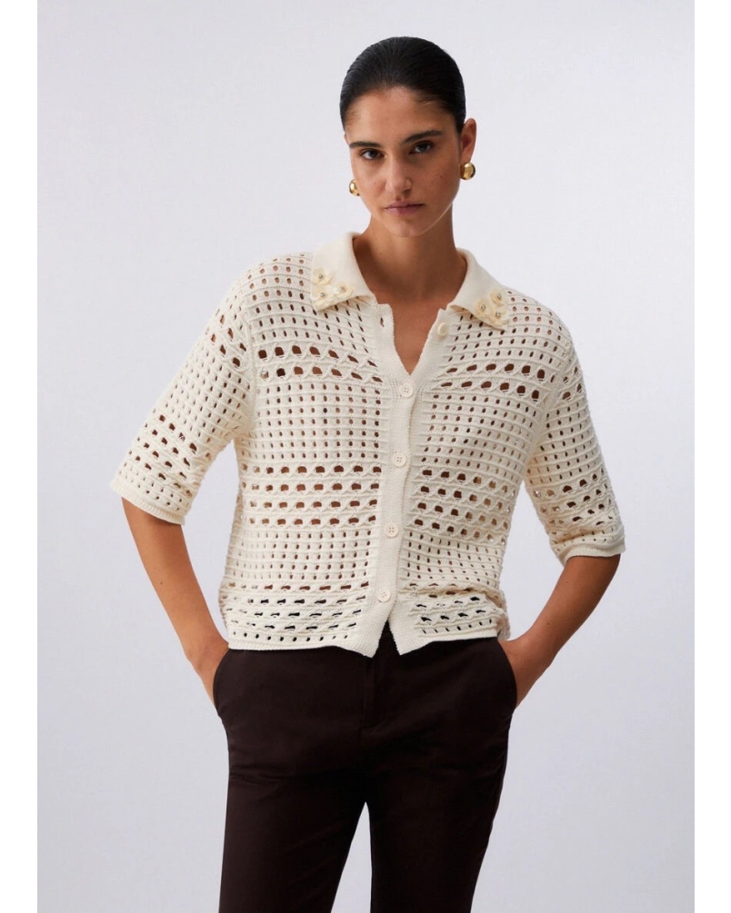 Liu Jo Crochet cardigan white wol