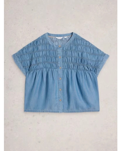 White Stuff Tammie chambray shirt mid denim