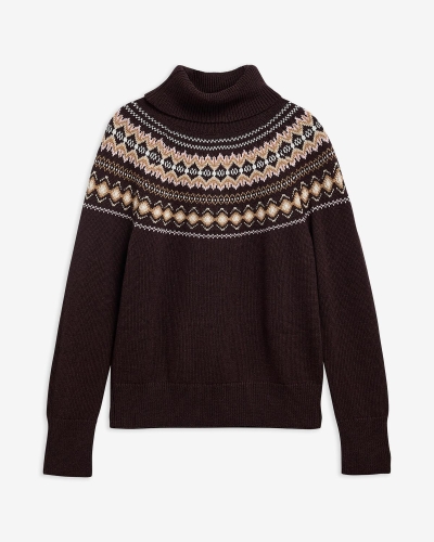 Barbour Darwen Fairisle rollneck jumper seal brown