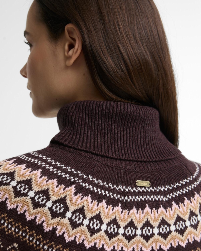 Barbour Darwen Fairisle rollneck jumper seal brown