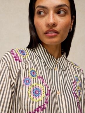 White Stuff Lena embroidered shirt ivory multi